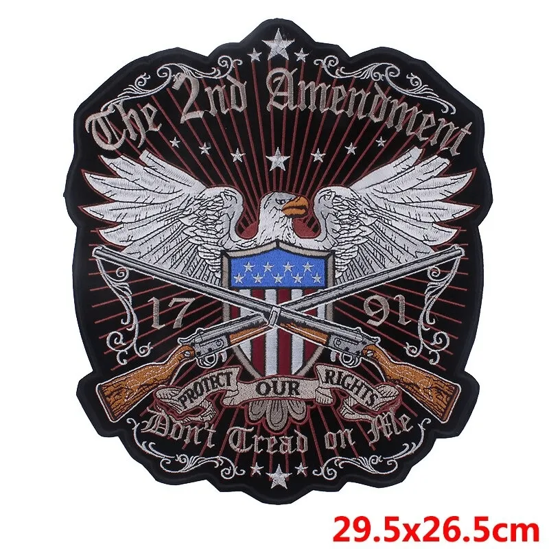 The 2nd Amendment Eagle Iron-On Patch For Jackets / Large Embroidered Biker Patches For Clothes