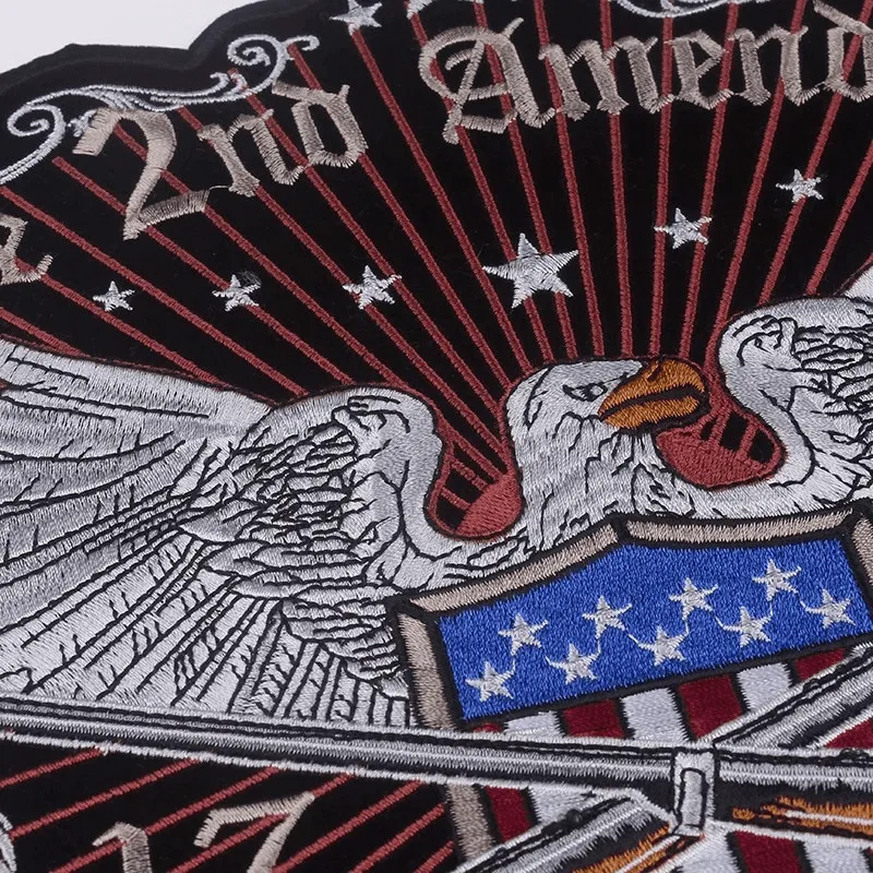 The 2nd Amendment Eagle Iron-On Patch For Jackets / Large Embroidered Biker Patches For Clothes