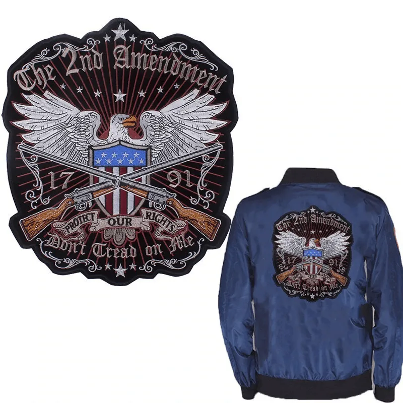 The 2nd Amendment Eagle Iron-On Patch For Jackets / Large Embroidered Biker Patches For Clothes