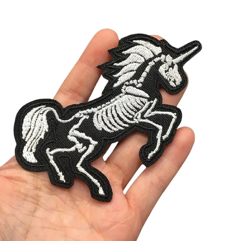 Unicorn Skeleton Patch For Jackets / Rock Style Embroidery / Unisex Accessories