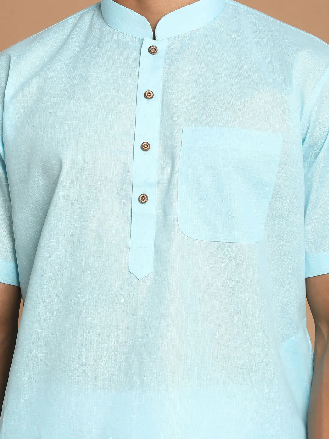 Vastramay Men's Blue Solid Kurta with Pyjama