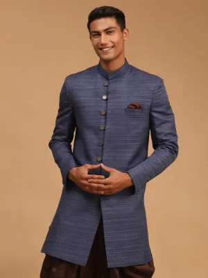 VASTRAMAY Men's Navy Blue Sherwani Only Top