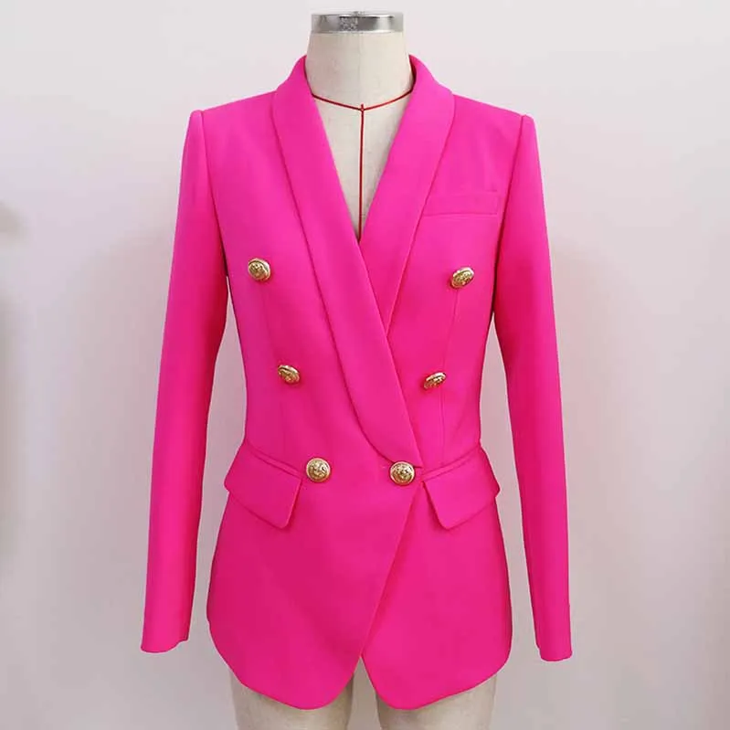 Women Coats Rosy Pink Jacket Long Sleeves Blazer Breasted Coat