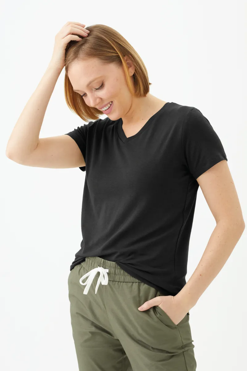 Women's Bamboo Cotton Short-Sleeve Vneck Tee-All Sales Final